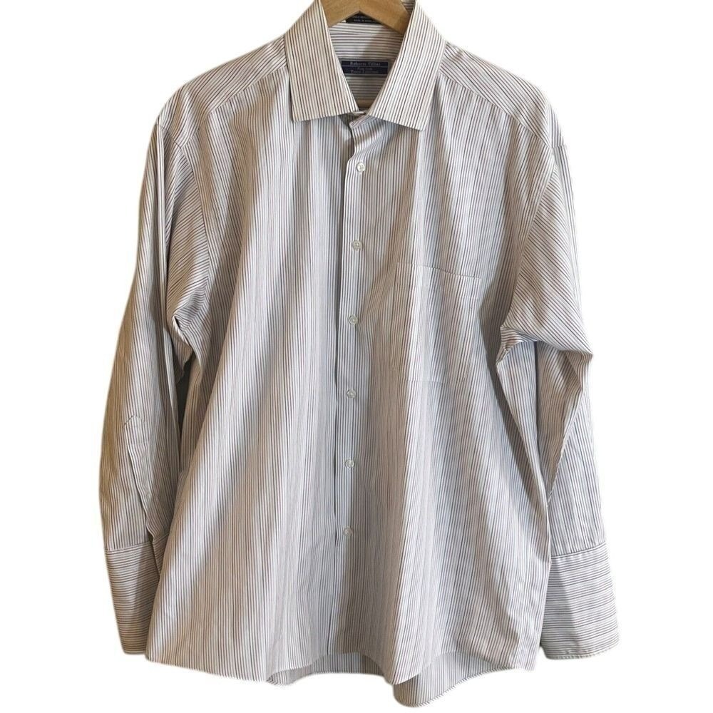 Roberto Villini French Cuff Red Black Pin Stripe Dress Shirt‎ 16 1/2 X32-33